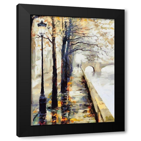 Sidewalk by River Black Modern Wood Framed Art Print by Medeiros, Celito