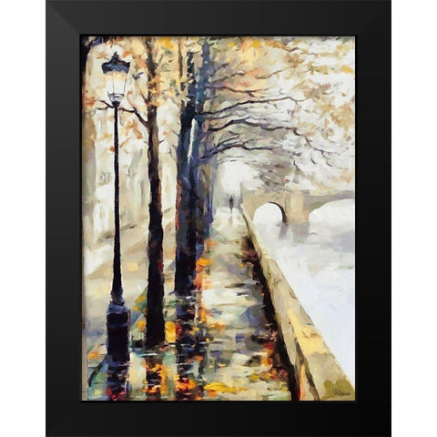Sidewalk by River Black Modern Wood Framed Art Print by Medeiros, Celito