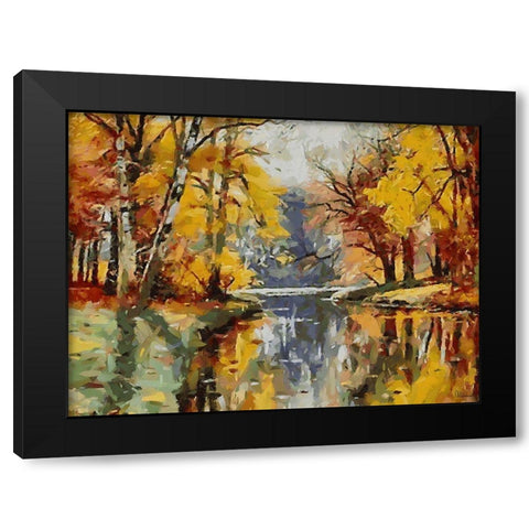 Stream in Autumn I Black Modern Wood Framed Art Print with Double Matting by Medeiros, Celito