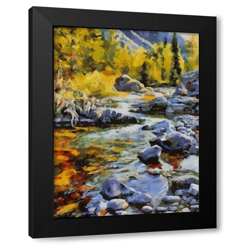 Stream in Autumn II Black Modern Wood Framed Art Print with Double Matting by Medeiros, Celito