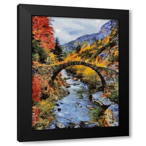 Stream in Autumn VII Black Modern Wood Framed Art Print with Double Matting by Medeiros, Celito