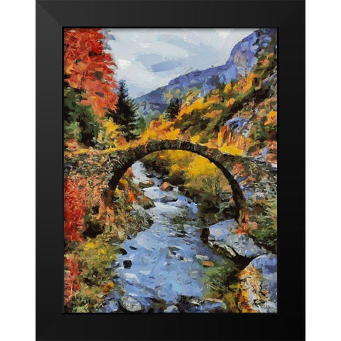Stream in Autumn VII Black Modern Wood Framed Art Print by Medeiros, Celito