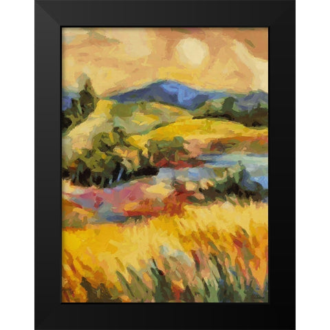 Countryside Sunset Black Modern Wood Framed Art Print by Medeiros, Celito