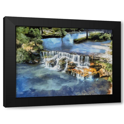 White Waterfall Black Modern Wood Framed Art Print with Double Matting by Medeiros, Celito