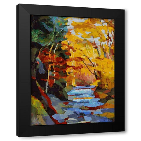 Stream in Autumn Black Modern Wood Framed Art Print by Medeiros, Celito