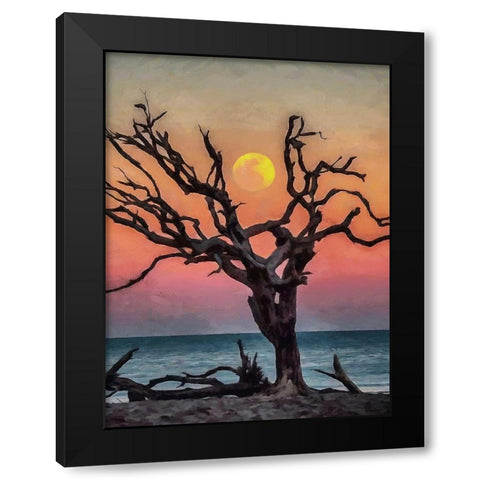 Dry Tree on the Beach Black Modern Wood Framed Art Print by Medeiros, Celito
