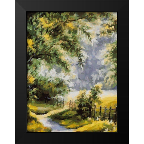 Green Countryside Black Modern Wood Framed Art Print by Medeiros, Celito