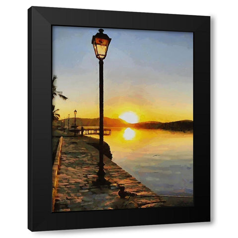 Sunrise by the River Black Modern Wood Framed Art Print with Double Matting by Medeiros, Celito