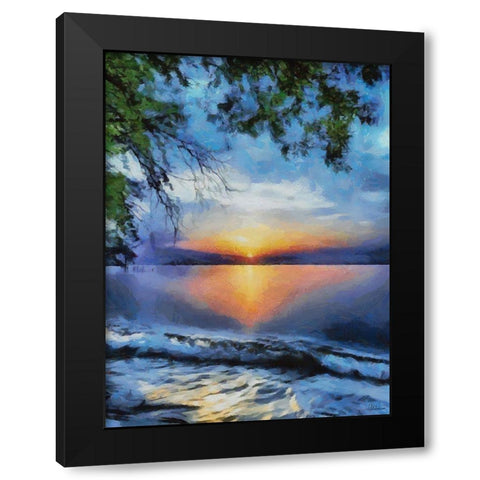 Sunset over the Lake Black Modern Wood Framed Art Print with Double Matting by Medeiros, Celito