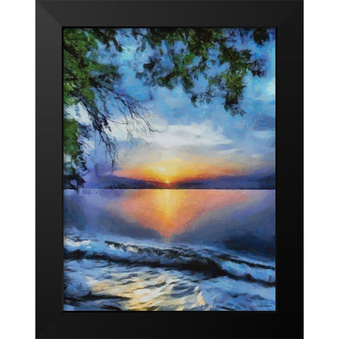 Sunset over the Lake Black Modern Wood Framed Art Print by Medeiros, Celito