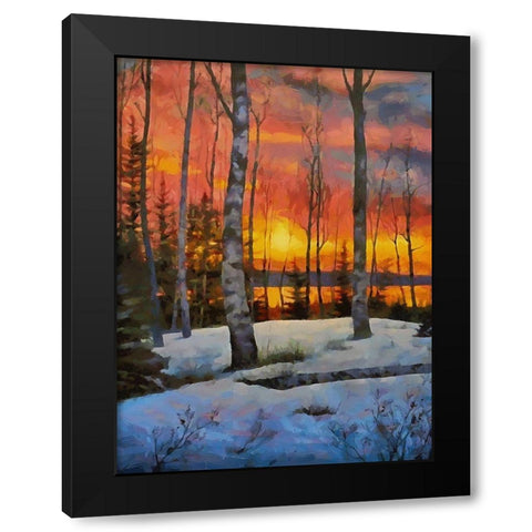 Sunseet in Winter Black Modern Wood Framed Art Print by Medeiros, Celito