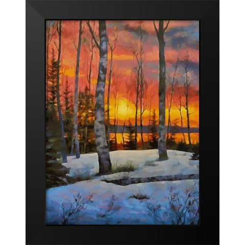 Sunseet in Winter Black Modern Wood Framed Art Print by Medeiros, Celito