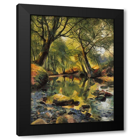 Stream in Summer Black Modern Wood Framed Art Print with Double Matting by Medeiros, Celito