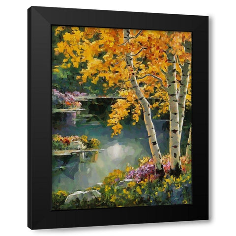 Stream in Autumn XI Black Modern Wood Framed Art Print with Double Matting by Medeiros, Celito