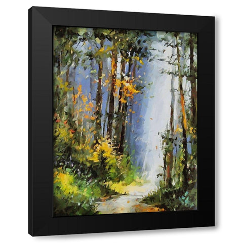 Path Trough The Woods I Black Modern Wood Framed Art Print by Medeiros, Celito