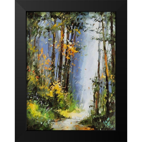 Path Trough The Woods I Black Modern Wood Framed Art Print by Medeiros, Celito
