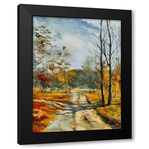 Path Trough The Woods I Black Modern Wood Framed Art Print by Medeiros, Celito