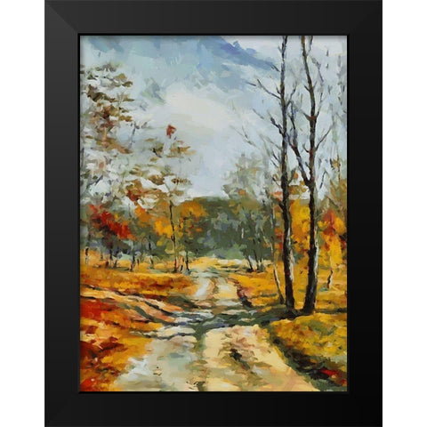 Path Trough The Woods I Black Modern Wood Framed Art Print by Medeiros, Celito
