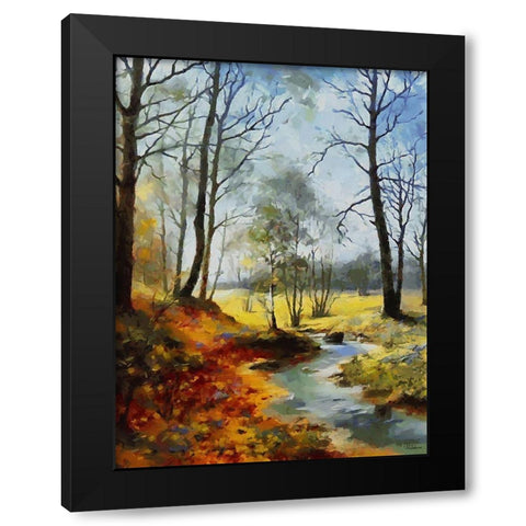 Stream Trough The Woods I Black Modern Wood Framed Art Print by Medeiros, Celito