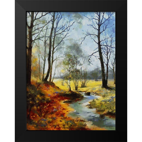 Stream Trough The Woods I Black Modern Wood Framed Art Print by Medeiros, Celito