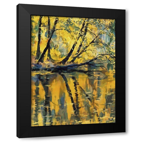 Yellow Mirror Lake Black Modern Wood Framed Art Print with Double Matting by Medeiros, Celito