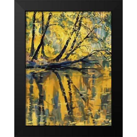 Yellow Mirror Lake Black Modern Wood Framed Art Print by Medeiros, Celito