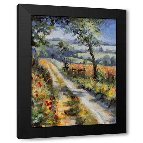 Poppies by the Road Black Modern Wood Framed Art Print by Medeiros, Celito