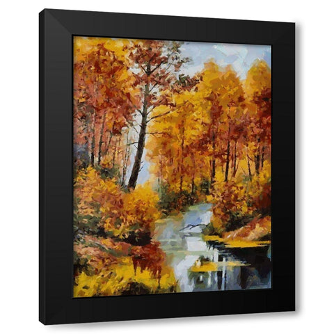 Romantic Nature in Autumn V Black Modern Wood Framed Art Print by Medeiros, Celito