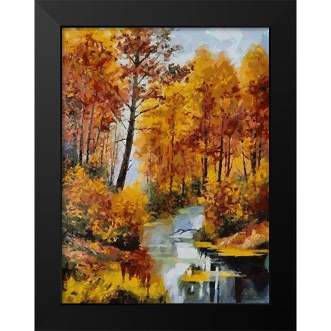 Romantic Nature in Autumn V Black Modern Wood Framed Art Print by Medeiros, Celito
