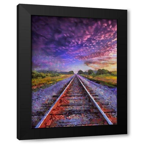 Purple Rail Black Modern Wood Framed Art Print with Double Matting by Medeiros, Celito