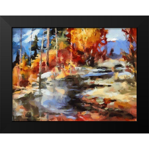 Stream in Winter II Black Modern Wood Framed Art Print by Medeiros, Celito