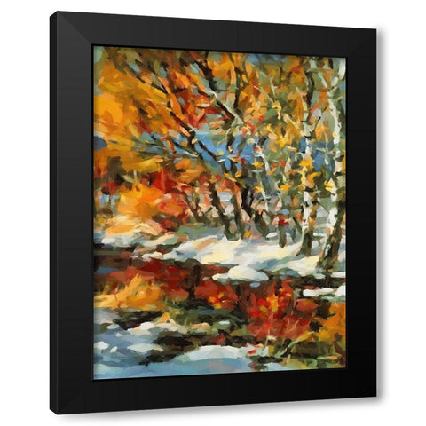 Stream in Winter III Black Modern Wood Framed Art Print by Medeiros, Celito