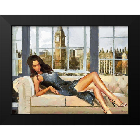 Girl in Silver in London Black Modern Wood Framed Art Print by Medeiros, Celito