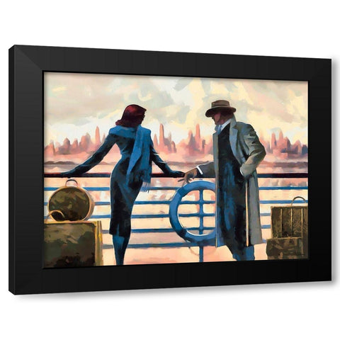 Welcome to New York Black Modern Wood Framed Art Print with Double Matting by Medeiros, Celito