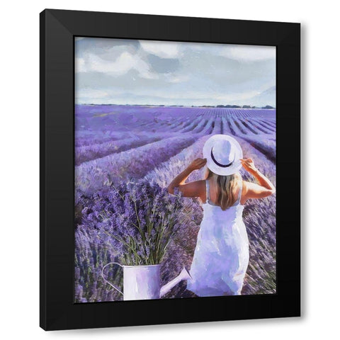 Girl with a White Hat Black Modern Wood Framed Art Print with Double Matting by Medeiros, Celito