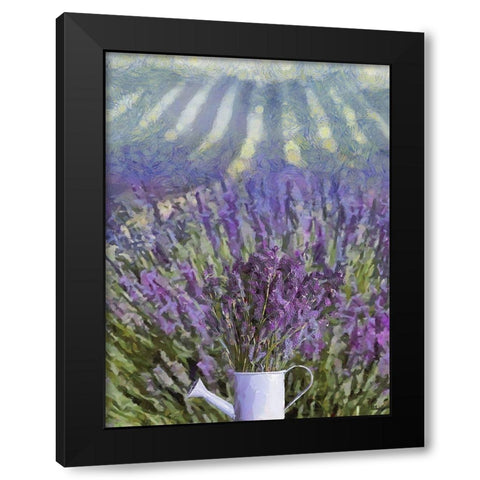 Can in the Lavender Field Black Modern Wood Framed Art Print by Medeiros, Celito