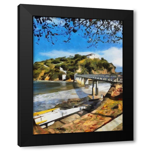 Bridge to the Island Black Modern Wood Framed Art Print by Medeiros, Celito