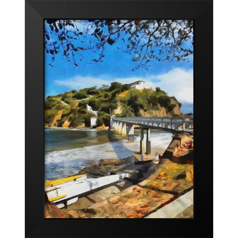 Bridge to the Island Black Modern Wood Framed Art Print by Medeiros, Celito