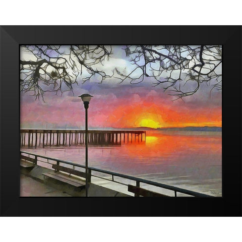 Sunset by the Lake Black Modern Wood Framed Art Print by Medeiros, Celito
