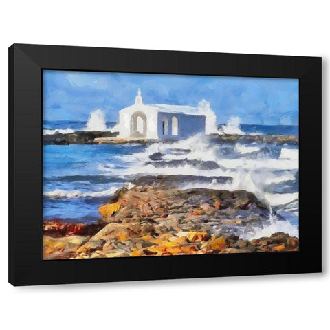 White Church on the Beach Black Modern Wood Framed Art Print with Double Matting by Medeiros, Celito
