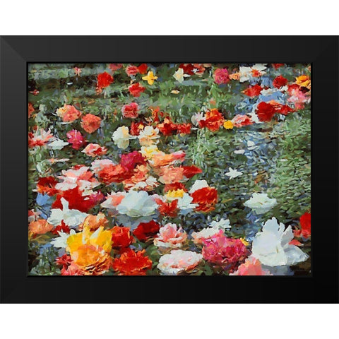 Red, White and Pink Flowers Black Modern Wood Framed Art Print by Medeiros, Celito