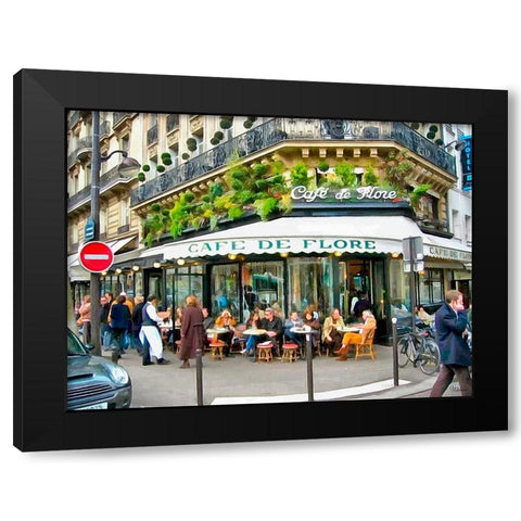 Cafe de Flore Black Modern Wood Framed Art Print by Medeiros, Celito