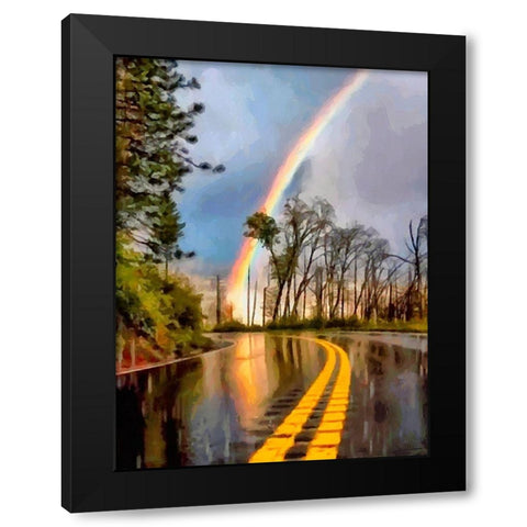 Rainbove over the Street Black Modern Wood Framed Art Print with Double Matting by Medeiros, Celito