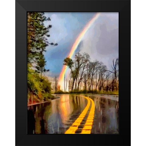 Rainbove over the Street Black Modern Wood Framed Art Print by Medeiros, Celito