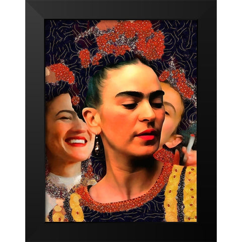 Frida Kahlo Variation I Black Modern Wood Framed Art Print by Medeiros, Celito