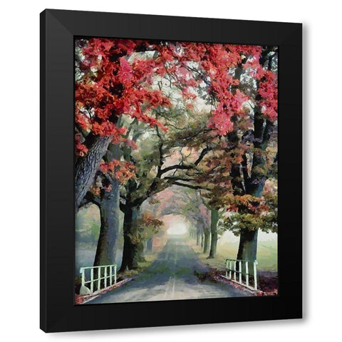Tree with red Leaves Black Modern Wood Framed Art Print with Double Matting by Medeiros, Celito