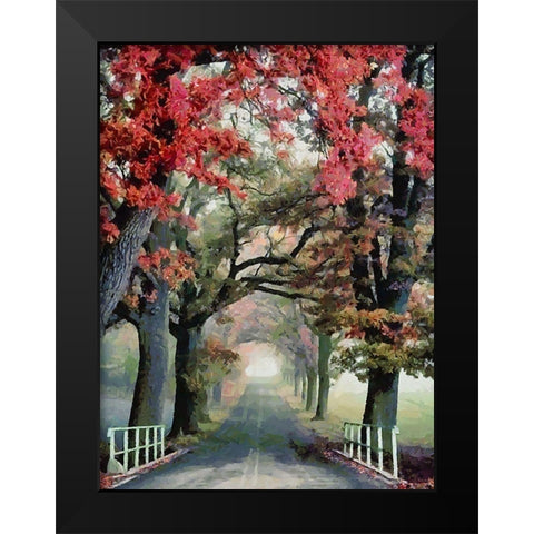 Tree with red Leaves Black Modern Wood Framed Art Print by Medeiros, Celito