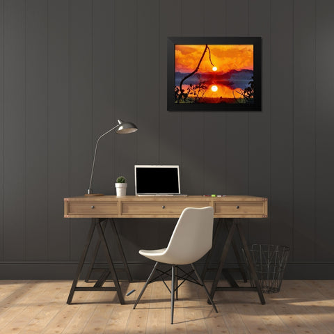 Mirrored Sunset Black Modern Wood Framed Art Print by Medeiros, Celito