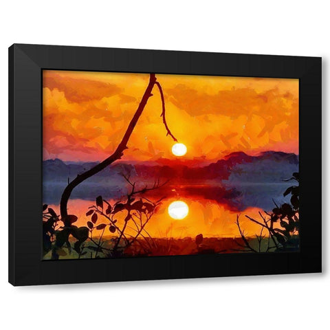 Mirrored Sunset Black Modern Wood Framed Art Print with Double Matting by Medeiros, Celito