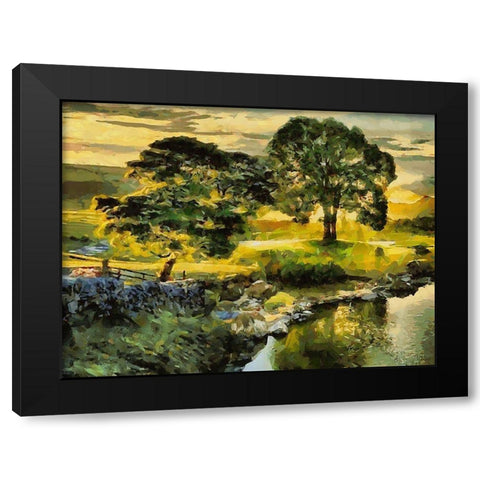 Green Landscape Black Modern Wood Framed Art Print with Double Matting by Medeiros, Celito